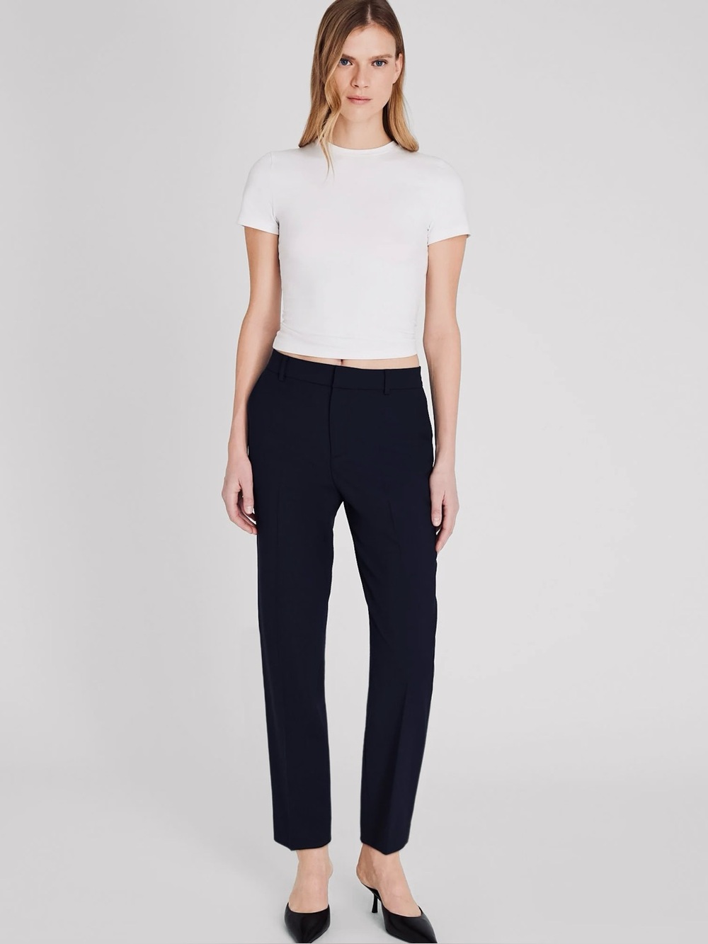 Club Monaco Black Mid Rise Long Suit Pant size 4